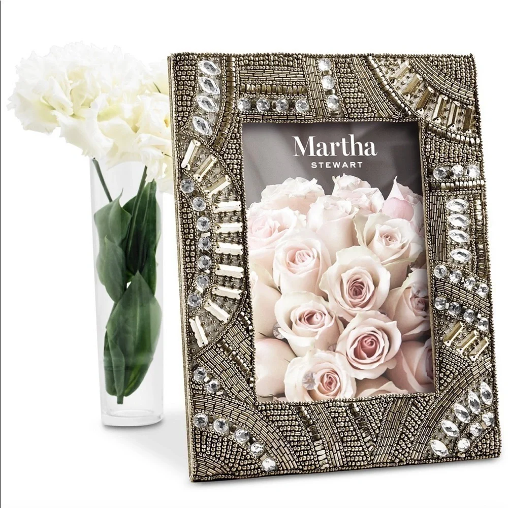 NWT Martha Stewart slate beaded picture frame 5 x 7